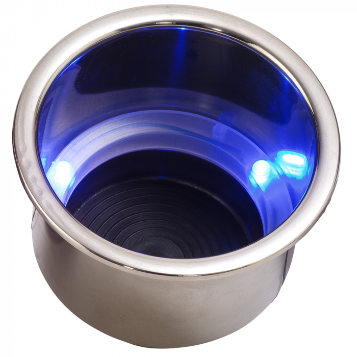 Sea_Dog_LED_Flush_Mount_Combo_Drink_Holder_w_Drain_Fitting___Blue_LED