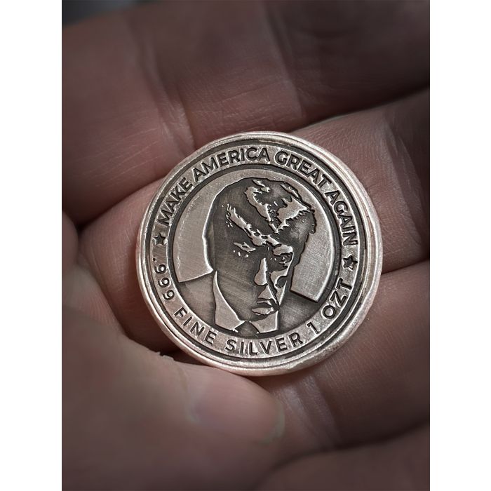 Intaglio Mint 2 oz Silver Round Texas Ranger Badge Antiqued BU